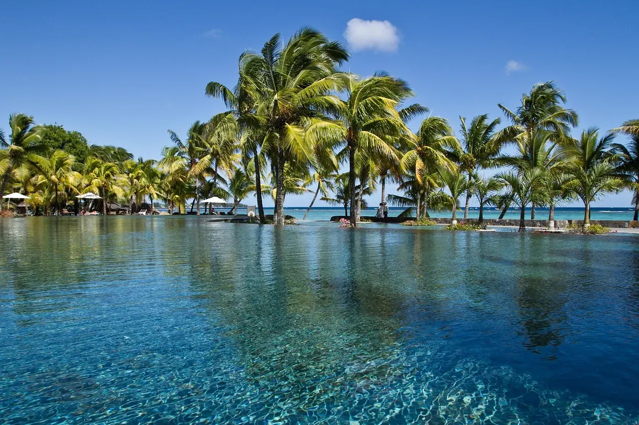 Trou aux Biches beach in Mauritius — snorkeling at the coral reef