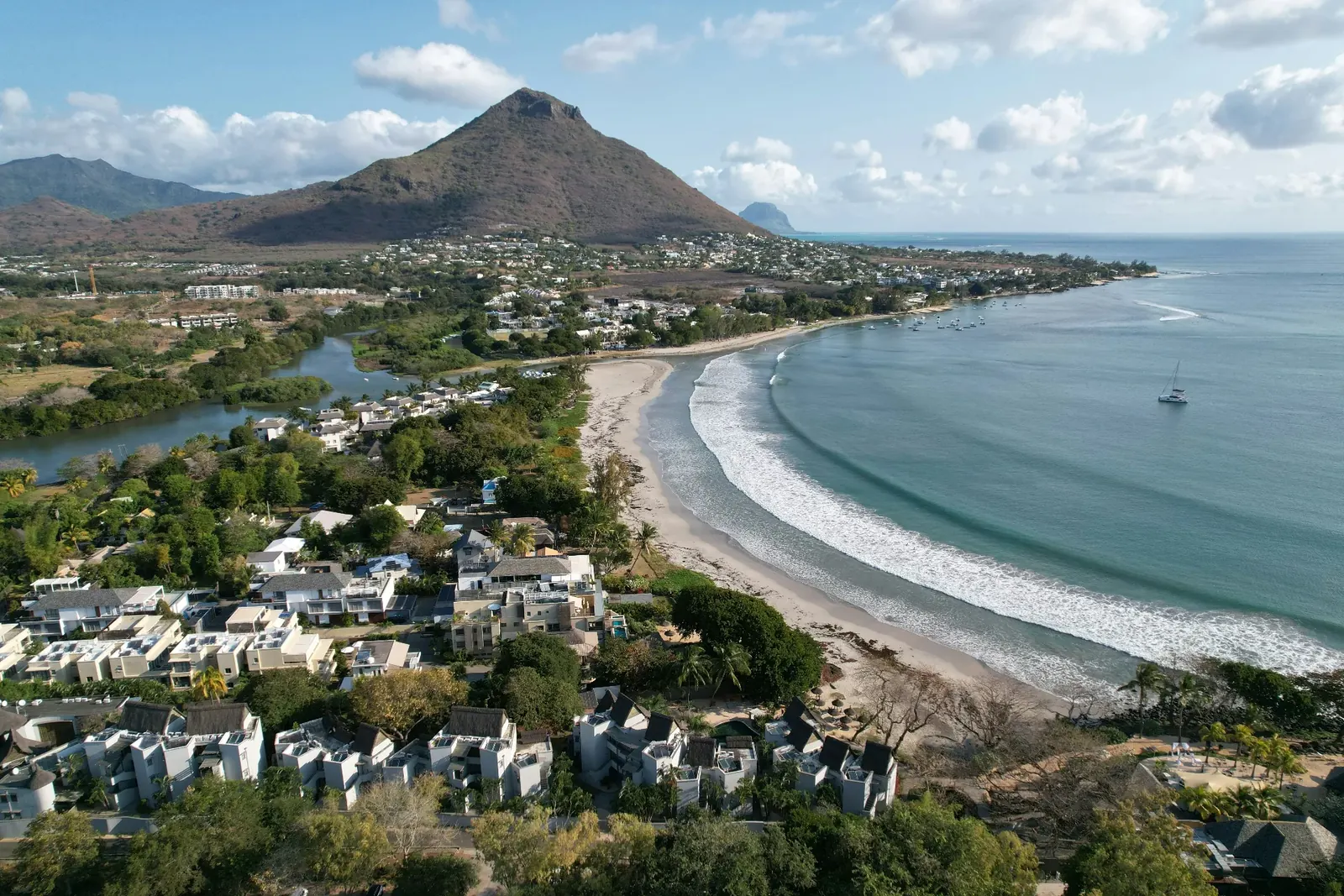 Tamarin Bay sunset beach on the west coast of Mauritius